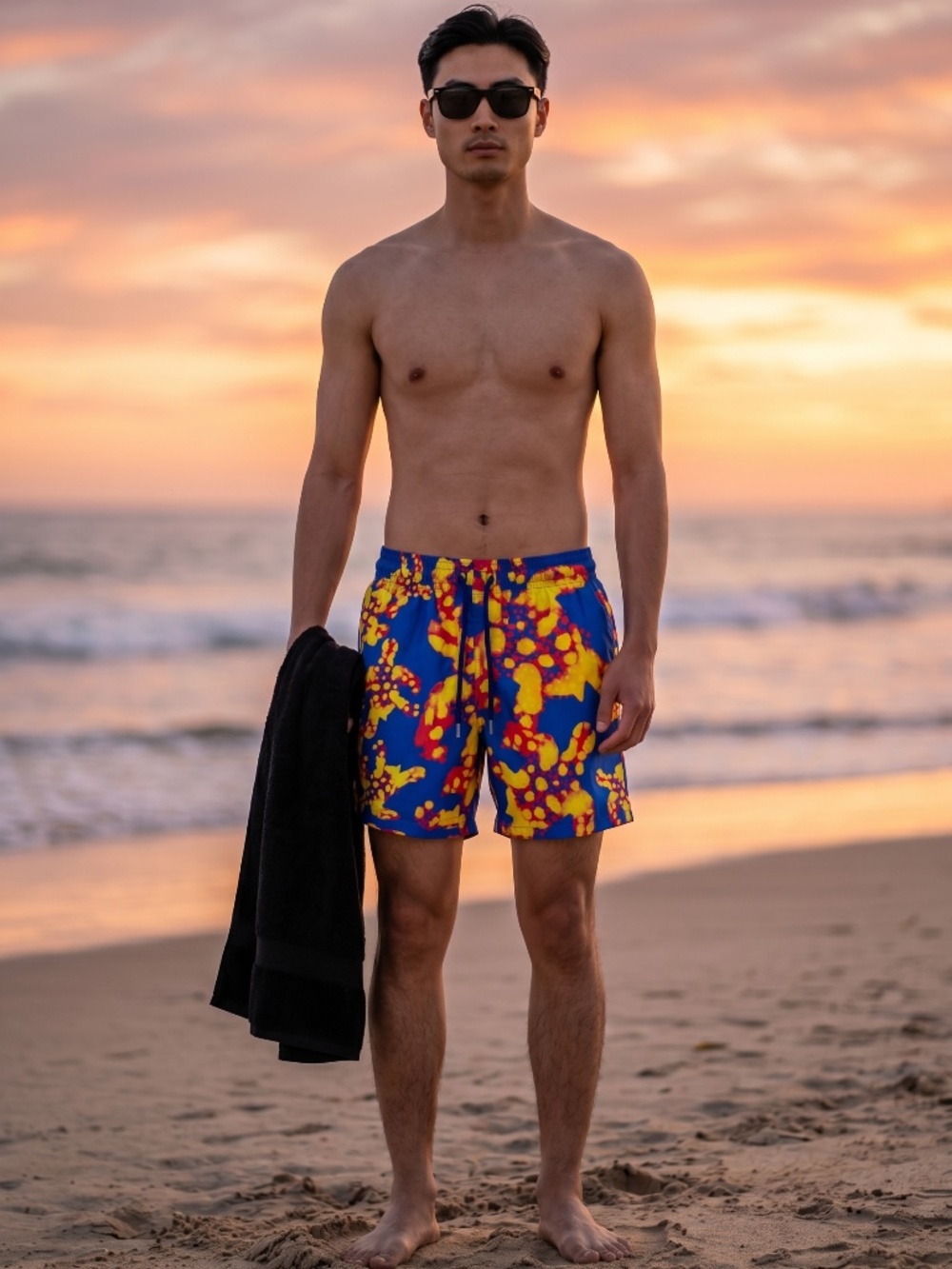 Vibrant vilebrequin mens luxury swim trunks